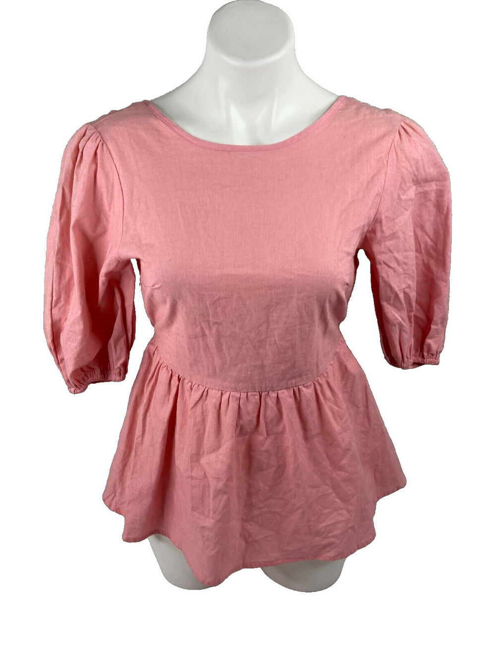 HYFVE Women Small Pink Top Ruffle Bare Back Babydoll Casual NWT